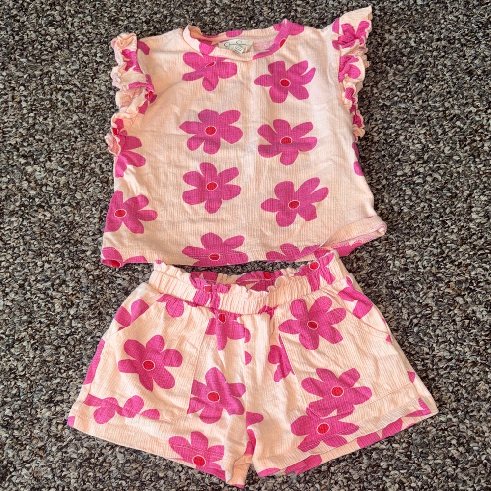 Jessica Simpson Pink Floral Kids Pajama Set